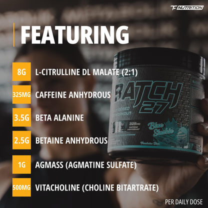 Batch 27 Pre Workout Powder - Nitric Oxide Booster & Preworkout for Men and Women w/Citrulline, Beta Alanine, Caffeine for Enhanced Energy, Endurance, & Reduced Fatigue - 40 Servings, Peach Rings 🍁 All In One Marketplace Canada