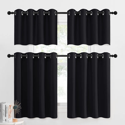 NICETOWN Blackout Valance for Small Window - Thermal Insulated Room Darkening Plain Grommet-Top Short Curtain Panel for Cafe Bar / Apartment (1 Pack, W52 x L36 + 1.2 inches Header, Black) 🍁 All In One Marketplace Canada