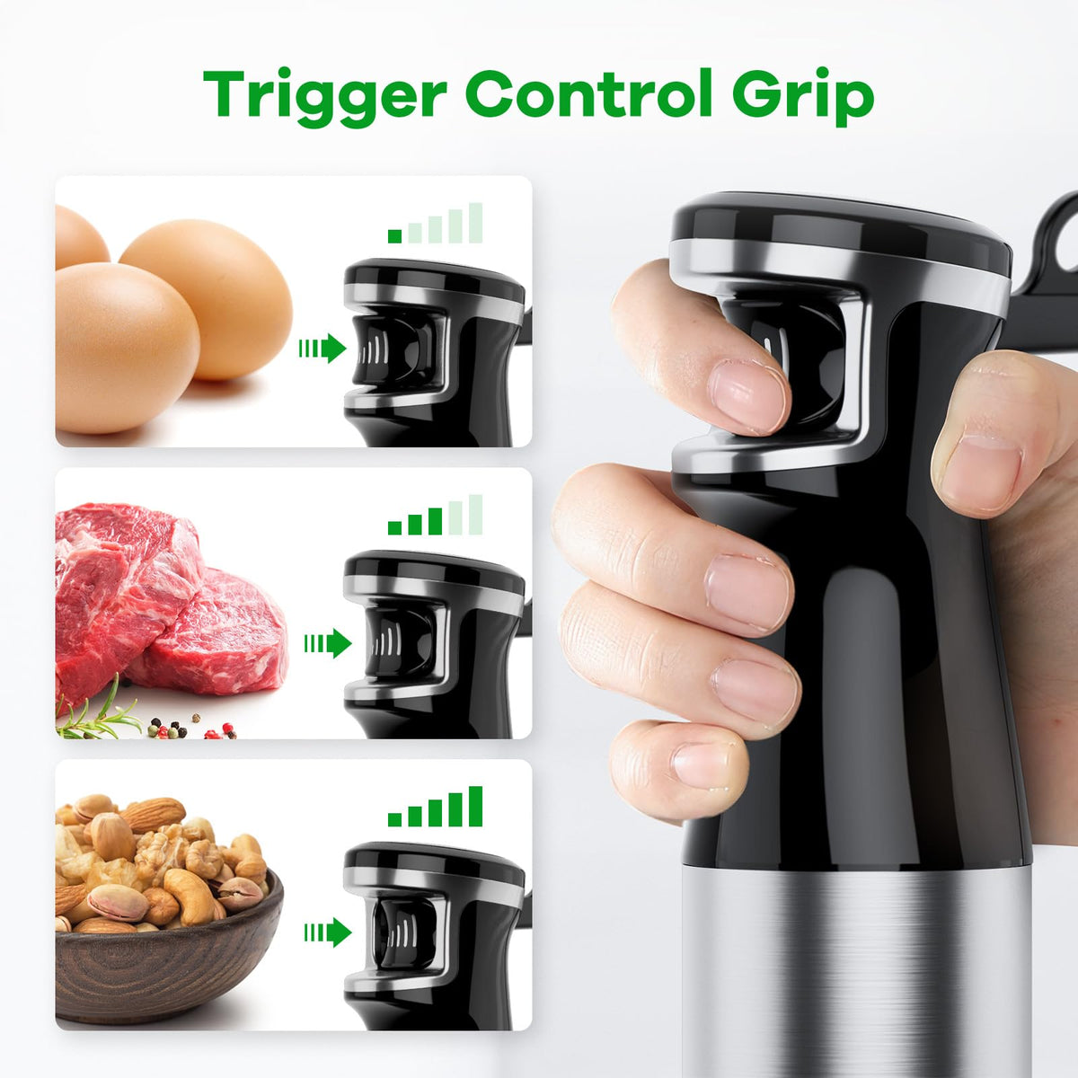 Immersion Blender Handheld Corded Hand Blenders Set 1100W, Trigger Variable Speed 5 in 1 Stick Emulsifier with Chopper, Whisk and Frother for Soup, Baby Food and Smoothies 🍁 All In One Marketplace Canada