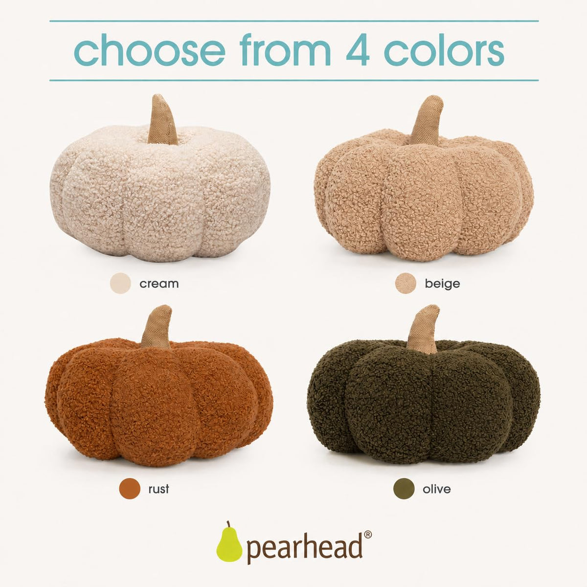 Pearhead Beige Sherpa Pumpkin, Plush Stuffed Halloween Home Decorations, Modern Fall Home Decor, Beige