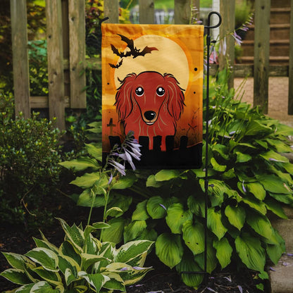 Caroline's Treasures BB1772GF Halloween Longhair Red Dachshund Garden Size Flag, Small, Multicolor