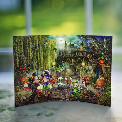 Disney – Mickey and Minnie Halloween Fun – Thomas Kinkade Studios - 10” x 7” Curved Acrylic Photo Print – Free Standing Décor – Officially Licensed Collectible