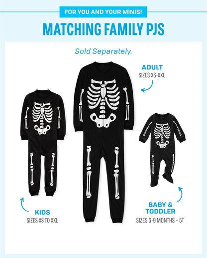 The Children's Place Baby Family Matching, Holiday Pajama Sets, Fleece, Halloween Skeleton, Small (Adult)