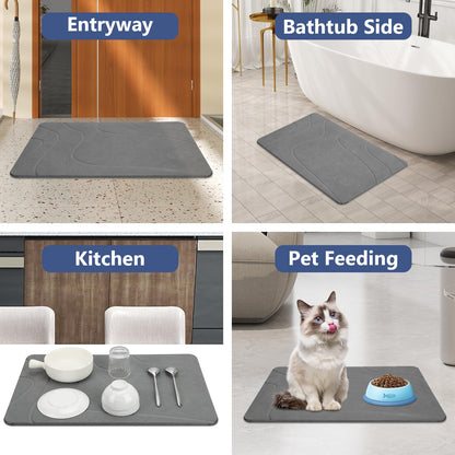 Ceecysaa Stone Bath Mat, Non-Slip Diatomaceous Earth Shower Mat, Quick Drying Bath Mat Stone, Super Absorbent Diatomite Bath Mats for Bathroom Kitchen, Easy to Clean, 60 x 39cm, Dark Gray 🍁 All In One Marketplace Canada