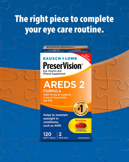 PreserVision AREDS 2 Eye Vitamin & Mineral Supplement, Contains Lutein, Vitamin C, Zeaxanthin, Zinc, Vitamin E, Eye Health Supplements for Adults, 120 Mini Soft Gels (packaging may vary) 🍁 All In One Marketplace Canada
