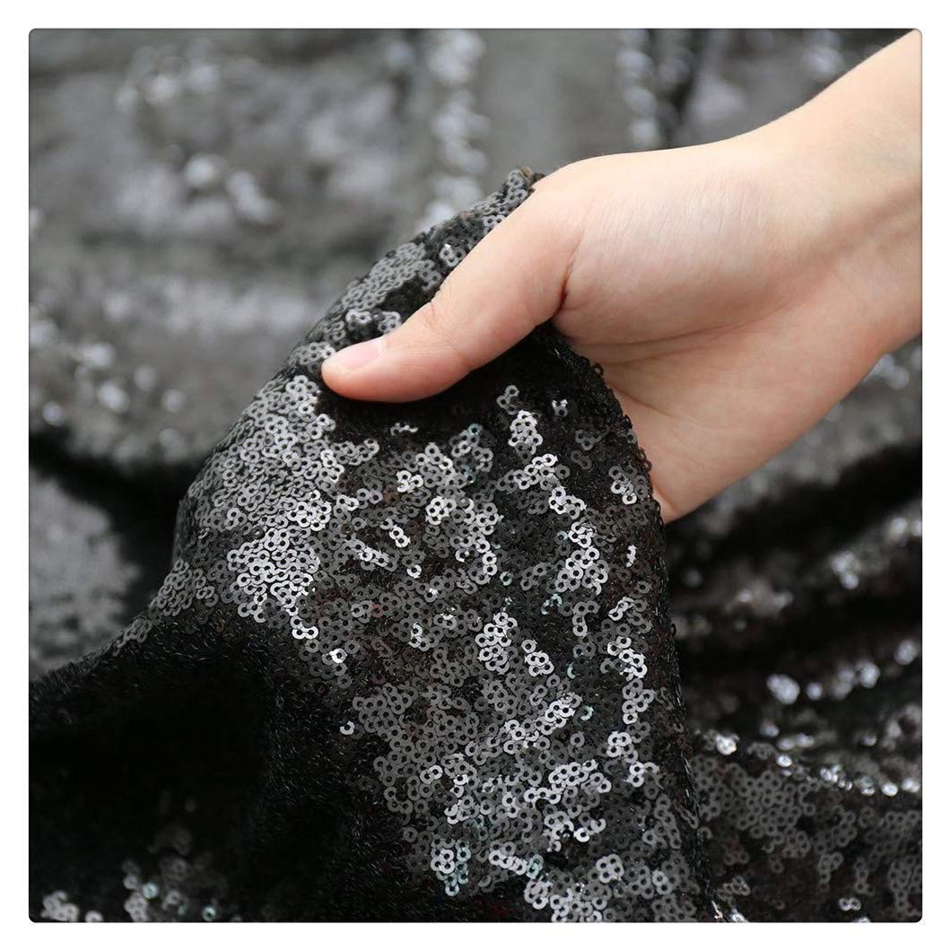 B-COOL Black Sequin Tablecloth Halloween Table Overlays Shimmer Table Cloth 90x90-inch Square Halloween Decoration Popular and Elegant Wedding Tablecloth