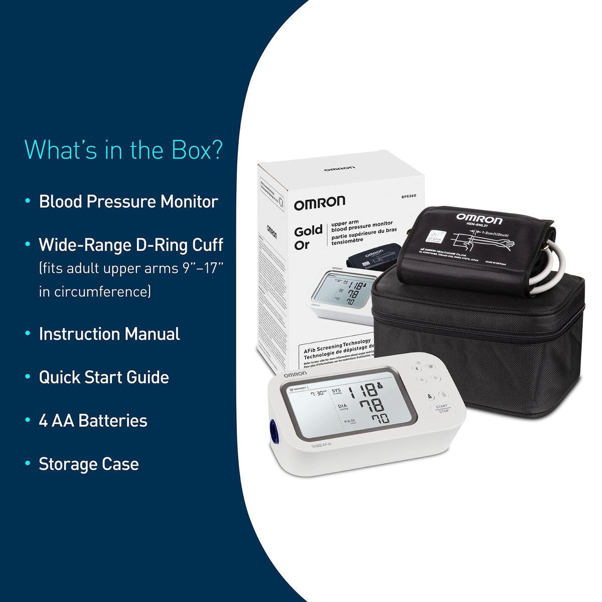OMRON Gold Upper Arm Blood Pressure Monitor - Clinically Validated Blood Pressure Arm Cuff - Use OMRON Connect App for Unlimited Measurements 🍁 All In One Marketplace Canada