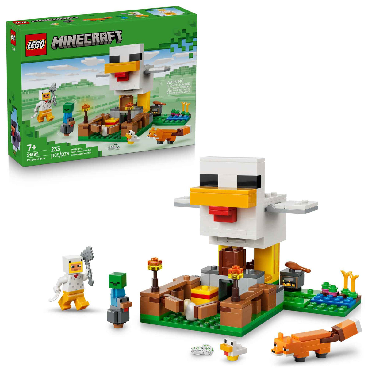 LEGO Minecraft Chicken Farm Building & Pretend Play Toy for Boys & Girls - Video Game Playset & Toy Figures for Kids, Ages 7+ - W/Chicken Fan Minifigure - Gift Idea for Birthdays - 21585 🍁 All In One Marketplace Canada