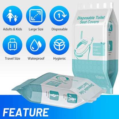 50 Pack Toilet Seat Covers Disposable - Waterproof 16x24 Inch Extra Large Individually Wrapped Toilet Seat Shields Travel Accessories for Adults Kids 🍁 All In One Marketplace Canada