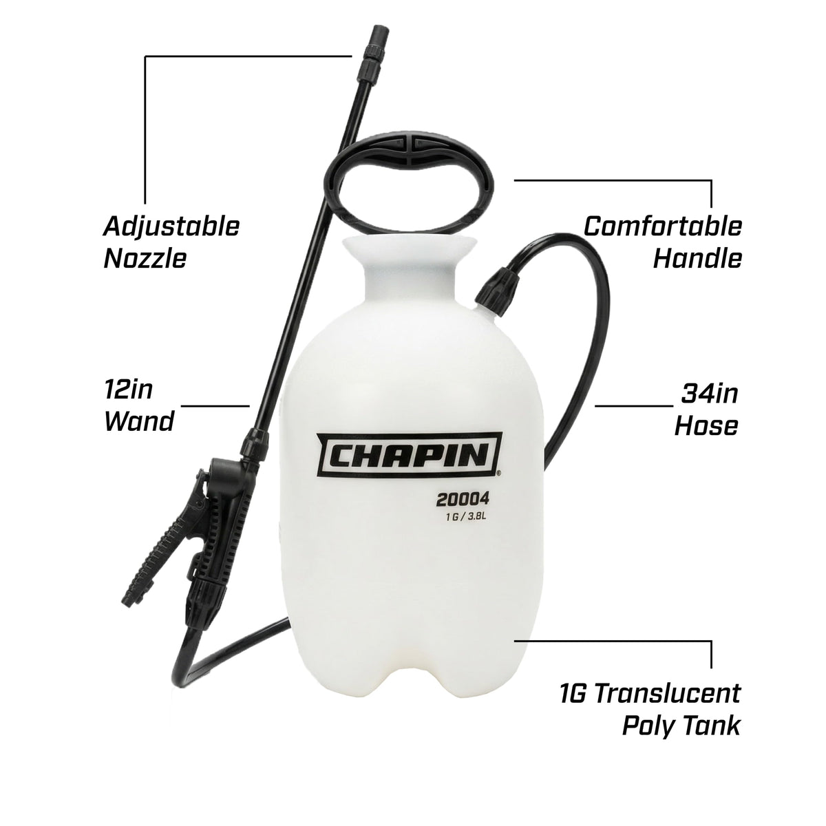 Chapin 20004 Sprayer Tank, Lawn and Garden, Hand Pump Pressured, Anti-Clog Filter, Adjustable Spray Nozzle, Spray Plants, Watering, Weeds, Fertilizer and Pests, White, 1 Gallon (4.5 Liters) 🍁 All In One Marketplace Canada