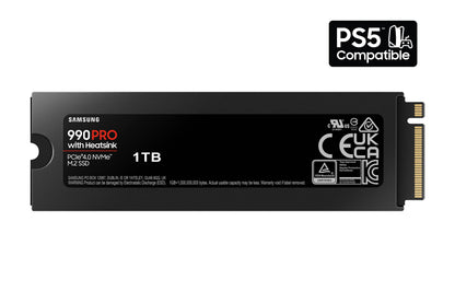 SAMSUNG 990 PRO w/Heatsink SSD 1TB PCIe Gen4 NVMe M.2 Internal Solid State Drive, Up to 7,450MB/s, PS5 Compatible, MZ-V9P1T0CW