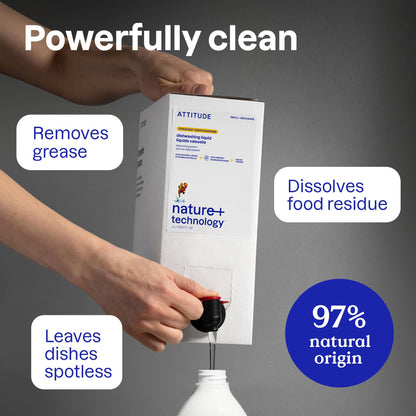 ATTITUDE Dish Soap Refill, EWG Verified, Plant-Based & Vegan Dishwashing Liquid, Naturally Derived, Made in Canada, Citrus Zest Scent, 4 Liters 🍁 All In One Marketplace Canada