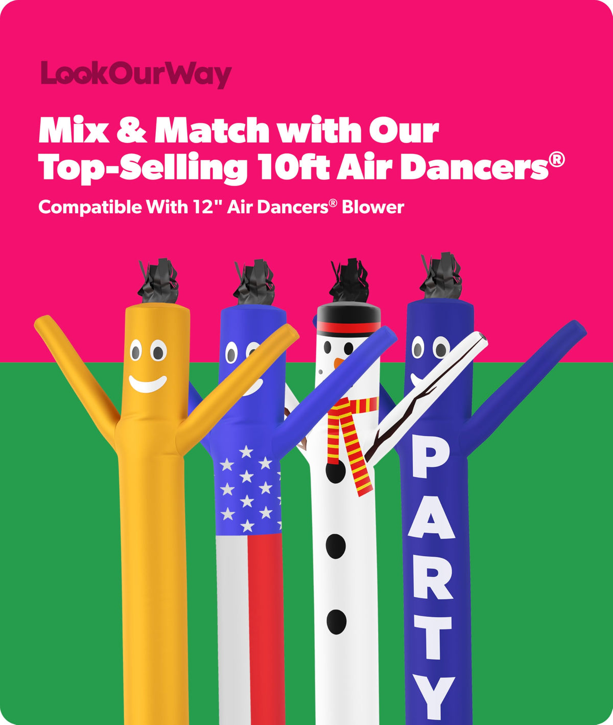 LookOurWay 10ft Monster Air Dancers Inflatable Tube Man Attachment | Halloween Inflatables Outdoor Decoration | Wacky Waving Halloween Blow Up for Yard Display or Business (Blower Not Included)