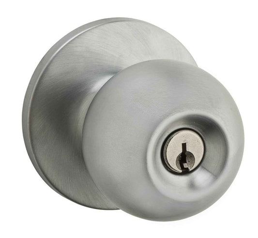 Weiser Regina Satin Chrome Front Door Knob with Lock and Key, Exterior/Interior Door Handles with Lock, Keyed Entry Door Knobs for Front Door, Bedroom, Bathroom & Office, Traditional Home Décor 🍁 All In One Marketplace Canada