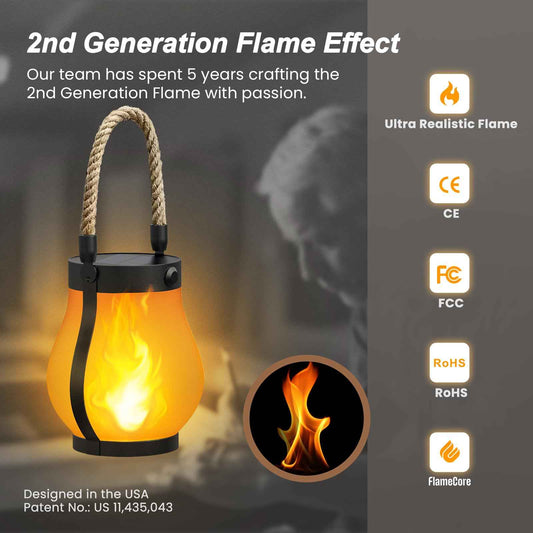 Hompavo Gen2 Solar Lanterns Outdoor with Ultra-Real Flame, Dual Charging (USB/Solar) & 2 Mode - Waterproof Decorative Hanging/Table Lights for Yard Patio Garden Birthday Mothers Day Gifts for Women, 2 🍁 All In One Marketplace Canada