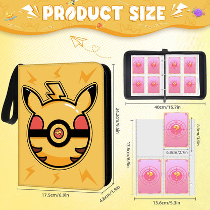 Trading Card Binder, 400 Pocket Cards Holder, 50 Double Sided Removable Pages, Portable Cards Album Holder Card Collection Xmas Gifts for Kids Stocking Stuffers, Yellow 🍁 All In One Marketplace Canada