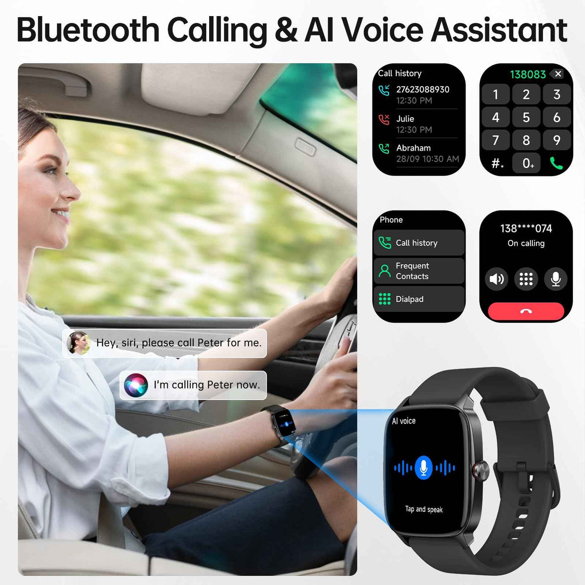 Smart Watch for Men Women, Bluetooth Call Smartwatch with AI Voice, 1.85" HD DIY Dial Fitness Watch, Heart Rate/SpO2/Steps/Sleep Monitor, 100+ Sports Modes, IP68 Waterproof Watch for Android iOS 🍁 All In One Marketplace Canada