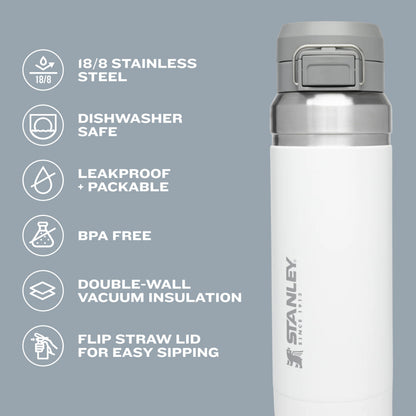 Stanley Quick Flip GO Water Bottle 24 oz | Push Button Lid | Leakproof and Packable for Travel and Sports | Insulated Stainless Steel | BPA-Free | Black 2.0 🍁 All In One Marketplace Canada