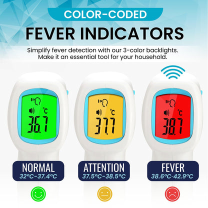 ByFloProducts Forehead Thermometer, Non Touch Digital Thermometer for Adult and Baby, Digital Infrared Thermometer, Fast and Accurate Reading with Fever Alarm, Blue 🍁 All In One Marketplace Canada