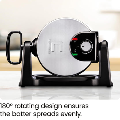 Chefman Rotating Belgian Waffle Maker, 180° Flip Iron w/ Non-Stick Plates, Adjustable Timer, Locking Lid, & Drip Plate, Space Saving Storage, Mess-Free Breakfast, Stainless Steel/Black 🍁 All In One Marketplace Canada