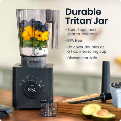 Chefman Obliterator 48 oz Countertop Blender for Smoothies, 1380W Motor to Crush Ice,Nuts & Frozen Fruit with Stainless Steel Blade Auto Blend Function, Includes Tamper & Scraper-MIDNIGHT 🍁 All In One Marketplace Canada