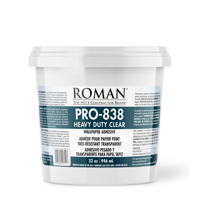 Roman Products Heavy Duty Wallpaper Adhesive, Commercial Grade for Heavy Wall Hangings, Clear, PRO-838 (32 Ounce - 70 sq. ft.), 11314 🍁 All In One Marketplace Canada