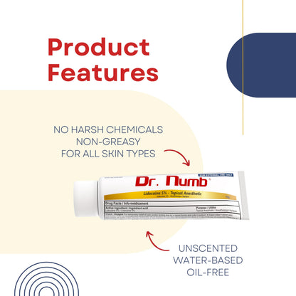 Dr. Numb Tattoo Numbing Cream 5% Lidocaine Topical Anesthetic Fast-Acting Pain Relief Cream for Tattoos, Piercing, Microblading, Microneedling, Waxing - Hemorrhoid Relief - 10 g 🍁 All In One Marketplace Canada