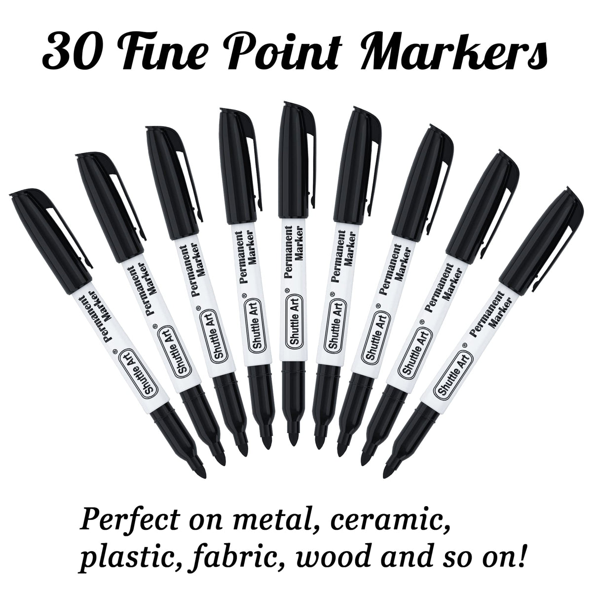 Shuttle Art Permanent Markers, 30 Pack Black Permanent Marker set,Fine Point, Works on Plastic,Wood,Stone,Metal and Glass for Doodling, Marking… 🍁 All In One Marketplace Canada