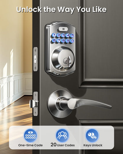 Veise Keyless Entry Door Lock with 2 Lever Handles - Electronic Keypad Deadbolt, Easy Installation Digital Smart Front Door Lock Set, Satin Nickel 🍁 All In One Marketplace Canada