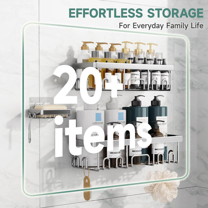 Veken Large Capacity Shower Caddy 3-Pack, No Drilling Adhesive Rack with Soap Holder, Rustproof & Waterproof Shelves, Bathroom Organizers and Storage, Wall-Mounted Kitchen & Home Decor, Silver 🍁 All In One Marketplace Canada