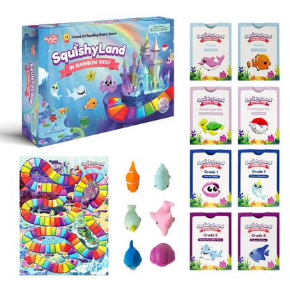 THE FIDGET GAME SquishyLand in Rainbow Reef - Educational & Phonics Learning Activities for Children in Pre-K to 2nd Grade - Mochi Squishy Toys Set with Board Game (2-6 Players) & Card Packs Included 🍁 All In One Marketplace Canada