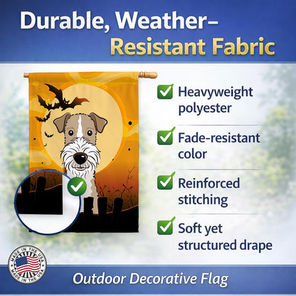 Caroline's Treasures BB1805CHF Halloween Wire Haired Fox Terrier Canvas House Size Flag, Multicolor, Large