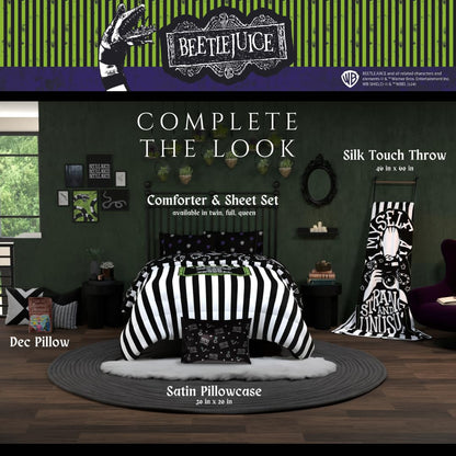 Franco Collectibles Beetlejuice Halloween Movie Beauty Silky Satin Standard Pillowcase Cover 20x30 for Hair and Skin, (Officially Licensed Product)