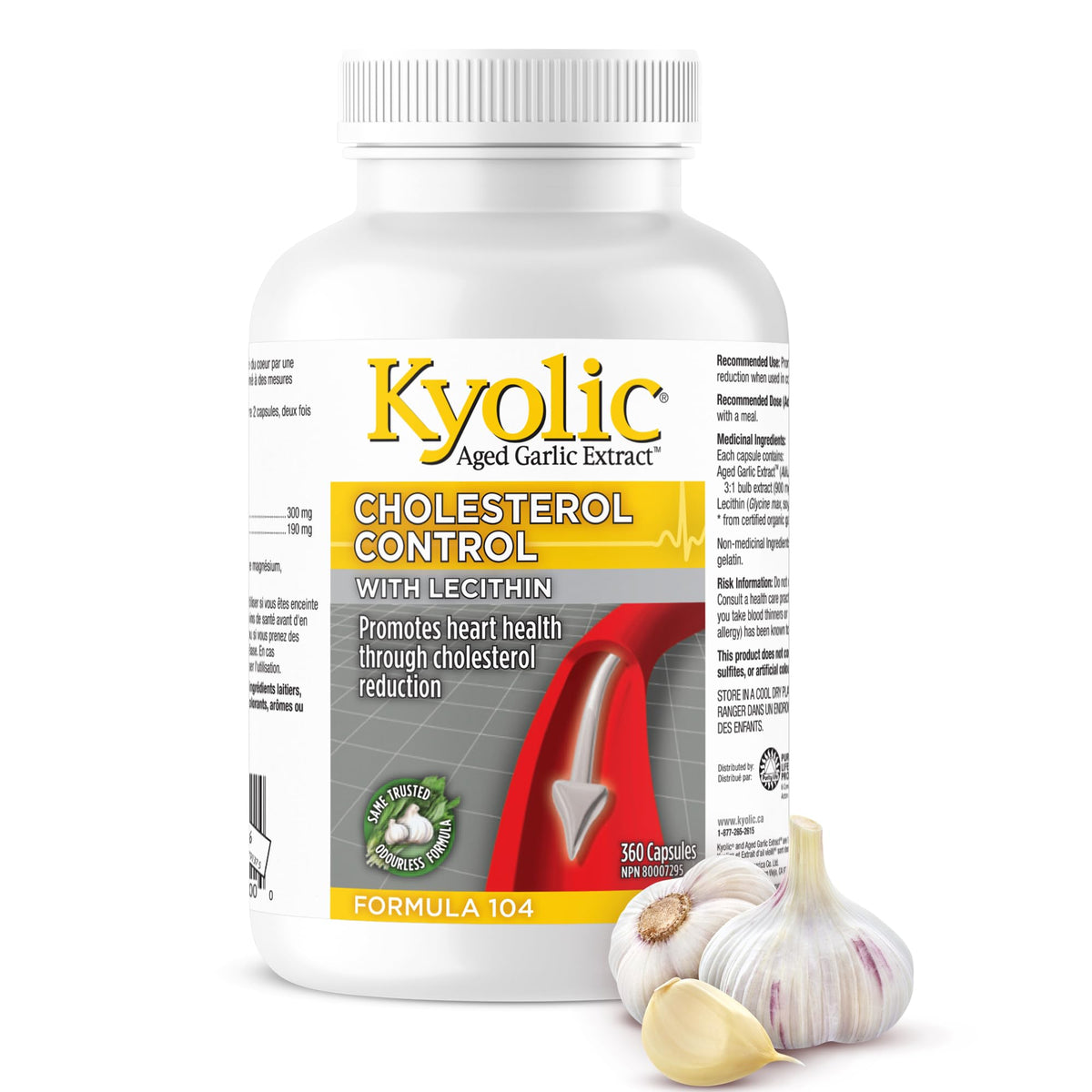 Kyolic Formula 104 Aged Garlic Extract, Odourless Garlic, 360 Capsules 🍁 All In One Marketplace Canada