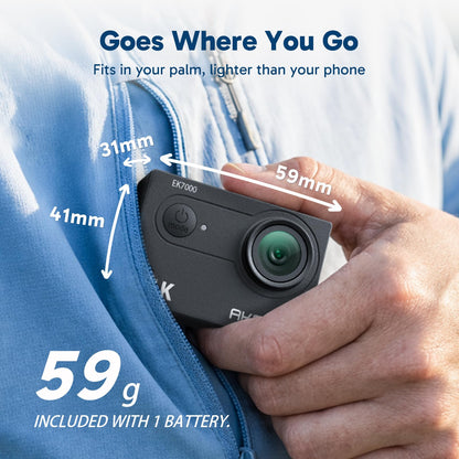 AKASO EK7000 4K30FPS 20MP WiFi Action Camera with EIS Ultra HD 131FT Waterproof Underwater Camera Remote Control 4X Zoom Support External Microphone Black 🍁 All In One Marketplace Canada