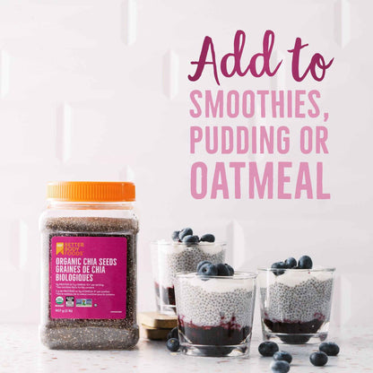 Betterbody Foods Organic Chia Seeds with Omega-3, Non-GMO, Gluten-Free, Vegan, Kosher, 2 pounds (907 grams) 🍁 All In One Marketplace Canada