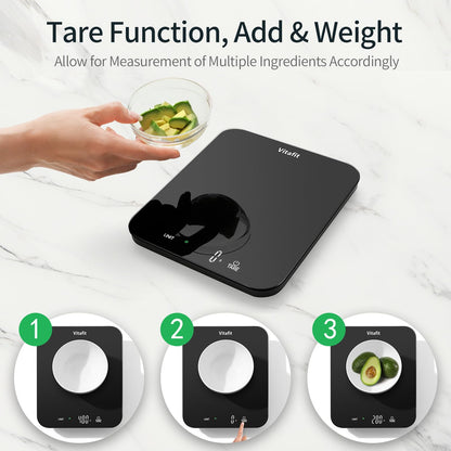 Vitafit 33lb/15kg Digital Food Scale in High Precision 0.1oz/1g, Our Own Kitchen Scale Professional Factory Since 2001, Scale Grams for Cooking & Baking, LED, 3*AAA Battery, Spray Silver Black 🍁 All In One Marketplace Canada