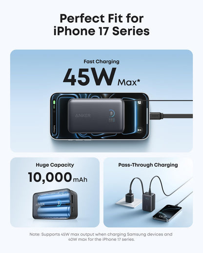 Anker Nano Power Bank, 10,000mAh Portable Charger with 2.3 ft Anker InstaCord Retractable Cable, 45W Max Compact Battery Pack, Smart Display, for iPhone 17/16 Series,iPad,Galaxy,Pixel and More (Black) 🍁 All In One Marketplace Canada