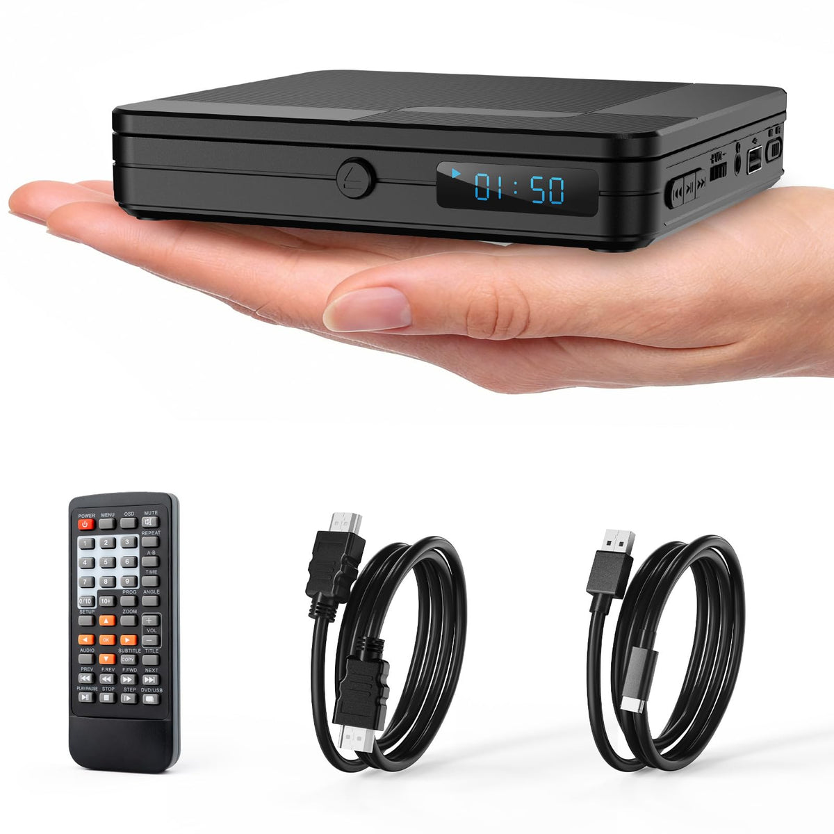 Homlab Mini DVD Player with Remote Control - All Region Free 1080P HD Small Compact CD DVD Player for Smart TV & Projector, Features HDMI Output, Headphone Jack, USB 2.0 Input, PAL/NTSC Support 🍁 All In One Marketplace Canada