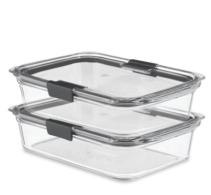 Rubbermaid 2118315 Brilliance Glass Storage 8-Cup Food Containers with Lids, 2-Pack (4 Pieces Total), BPA Free and Leak Proof, Large, Clear 🍁 All In One Marketplace Canada
