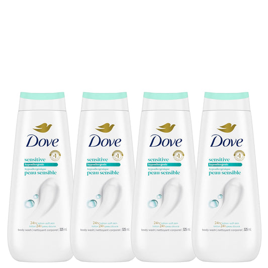 Dove Sensitive Skin Body Wash For 24hr Lotion-Soft Skin, Hypoallergenic with No Sulfates No Parabens, 325mL (Pack of 4) 🍁 All In One Marketplace Canada