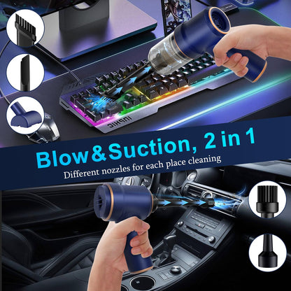 KMM Handheld Car Vacuum Cleaner, 19000Pa Vacuum Cleaner and Air Duster, 120W High Power Hand Held Vacuum with LED Light and Multi-Nozzles for Car, Home, Office, Pet Medium 🍁 All In One Marketplace Canada