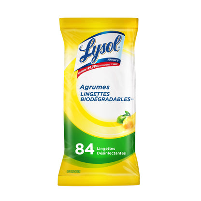Lysol Disinfecting Wipes Flatpack, Citrus, Biodegradable Wipes, Kills 99.9% of Viruses & Bacteria, Bulk Pack of 4, 336 count (4 x 84 count) 🍁 All In One Marketplace Canada