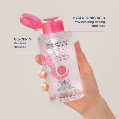 Marcelle Micellar Water, Dry + Sensitive Skin, with Hyaluronic Acid, Cleanses, Removes Makeup and Tones, Hypoallergenic, Oil-Free, Alcohol-Free, Fragrance-Free, Cruelty-Free, 400 mL 🍁 All In One Marketplace Canada