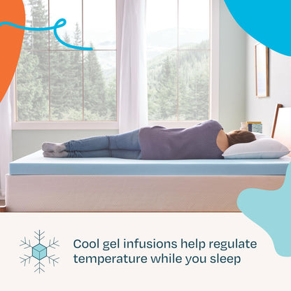 Linenspa 3 Inch Memory Foam Mattress Topper, Gel Infused Twin Mattress Topper, CertiPUR-US Certified 🍁 All In One Marketplace Canada