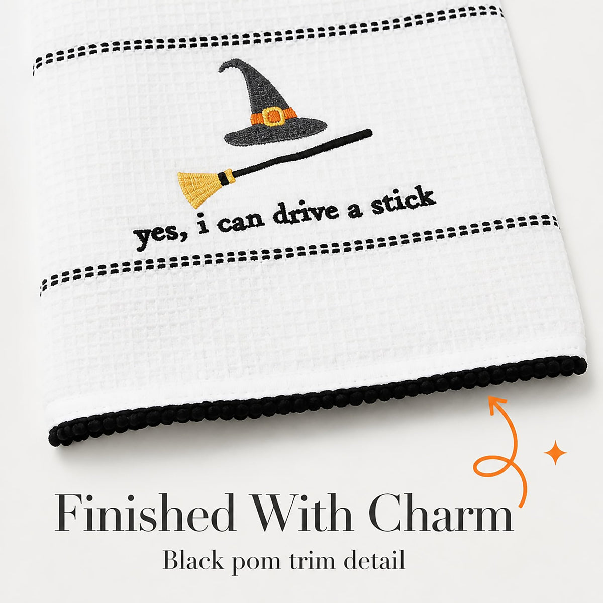 Mud Pie Halloween Towel, Drive Stick, 16 1/2" x 26"