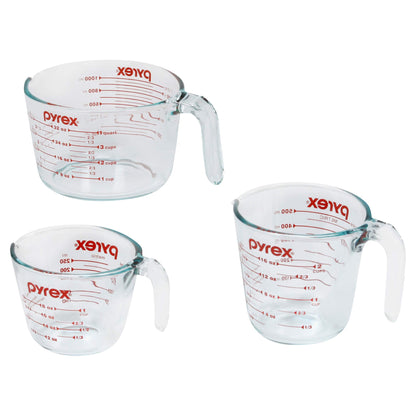 Pyrex 3 Piece Glass Measuring Cup Set, Includes 1-Cup, 2-Cup, and 4-Cup Tempered Glass Liquid Measuring Cups, Dishwasher, Freezer, Microwave, and Preheated Oven Safe, Essential Kitchen Tools 🍁 All In One Marketplace Canada