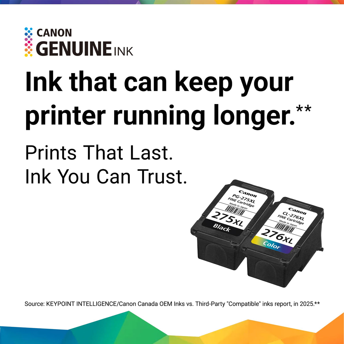 Canon Genuine Ink Cartridges PG-275XL Black/CL-276 Colour, High-Yield Value Pack (2 Count), Original Canon Printer Ink for PIXMA TR4720 / TS3720 / TS3520 Series Printers 🍁 All In One Marketplace Canada