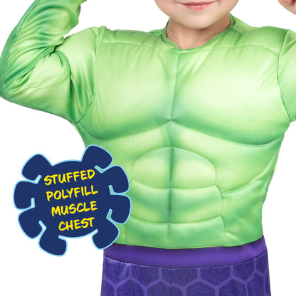 Marvel Hulk Official Toddler Halloween Costume - Premium Quality Padded Jumpsuit and Fabric Mask (3T-4T)