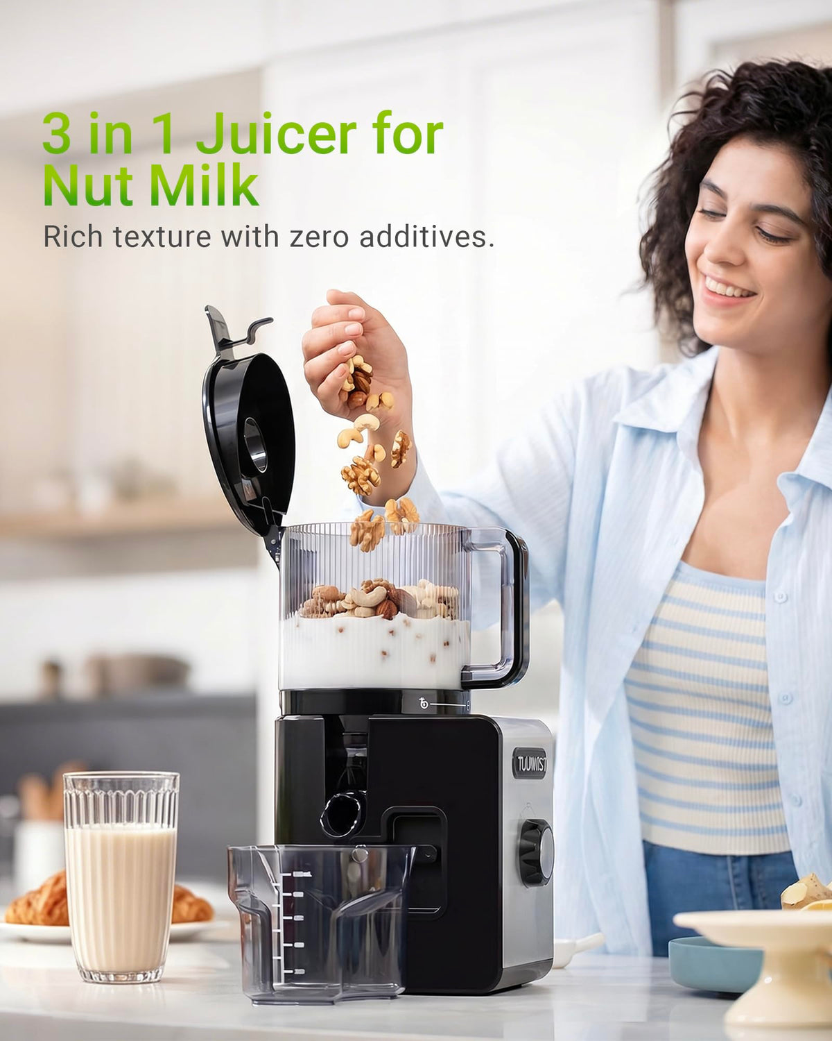 Juicer Machine, 6.5" Large Feed Chute Cold Press Juicer with 350W, Slow Masticating Juicer for Whole Vegetables & Fruits, High Juice Yield, Easy to Clean, Black 🍁 All In One Marketplace Canada